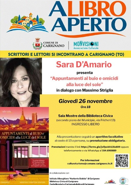 A Carignano nasce "A libro aperto": Sara DAmario inaugura la nuova rassegna letteraria