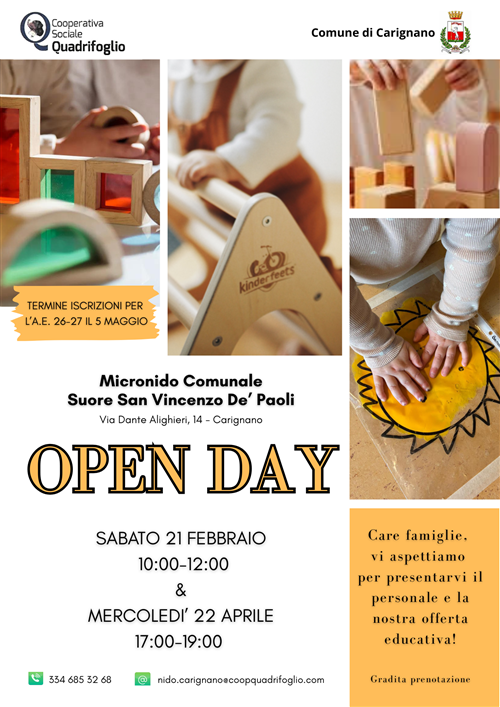 Open day - micronido comunale Suore San Vincenzo De' Paoli
