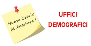 NUOVO ORARIO ESTIVO DEI SERVIZI DEMOGRAFICI (Anagrafe e Stato Civile)