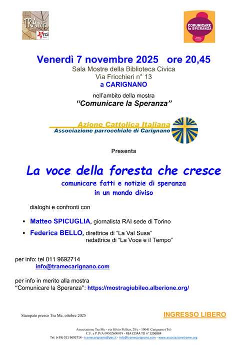 Comunicare la speranza - un'altra informazione è possibile - tre serate dedicate