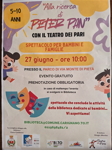 Spettacolo con il Teatro dei Pari "Alla ricerca di Peter Pan"